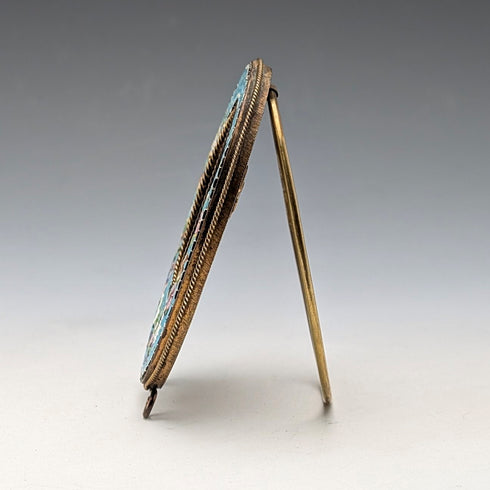 アンティーク マイクロモザイク装飾 真鍮製小型フォトフレーム 写真立て/ポートレイト